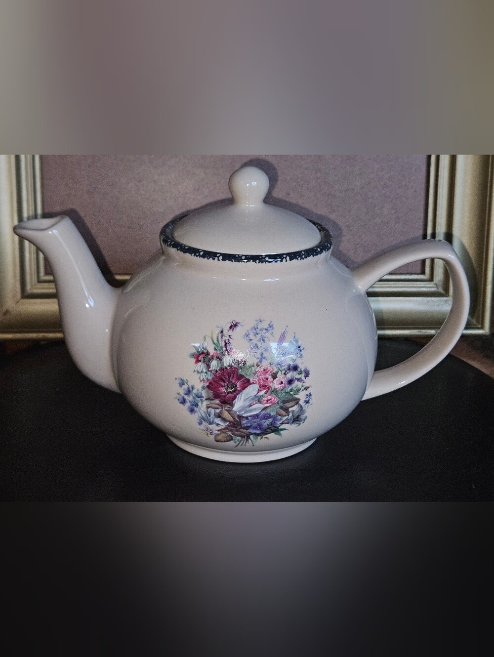 Vintage Home & Garden Party "Floral Splendor" Teapot w Lid Hand Made 2002